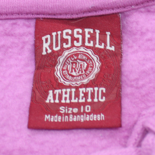 Russell Athletic Womens Pink Hoodie Size 10 Pullover Hooded Sweatshirt