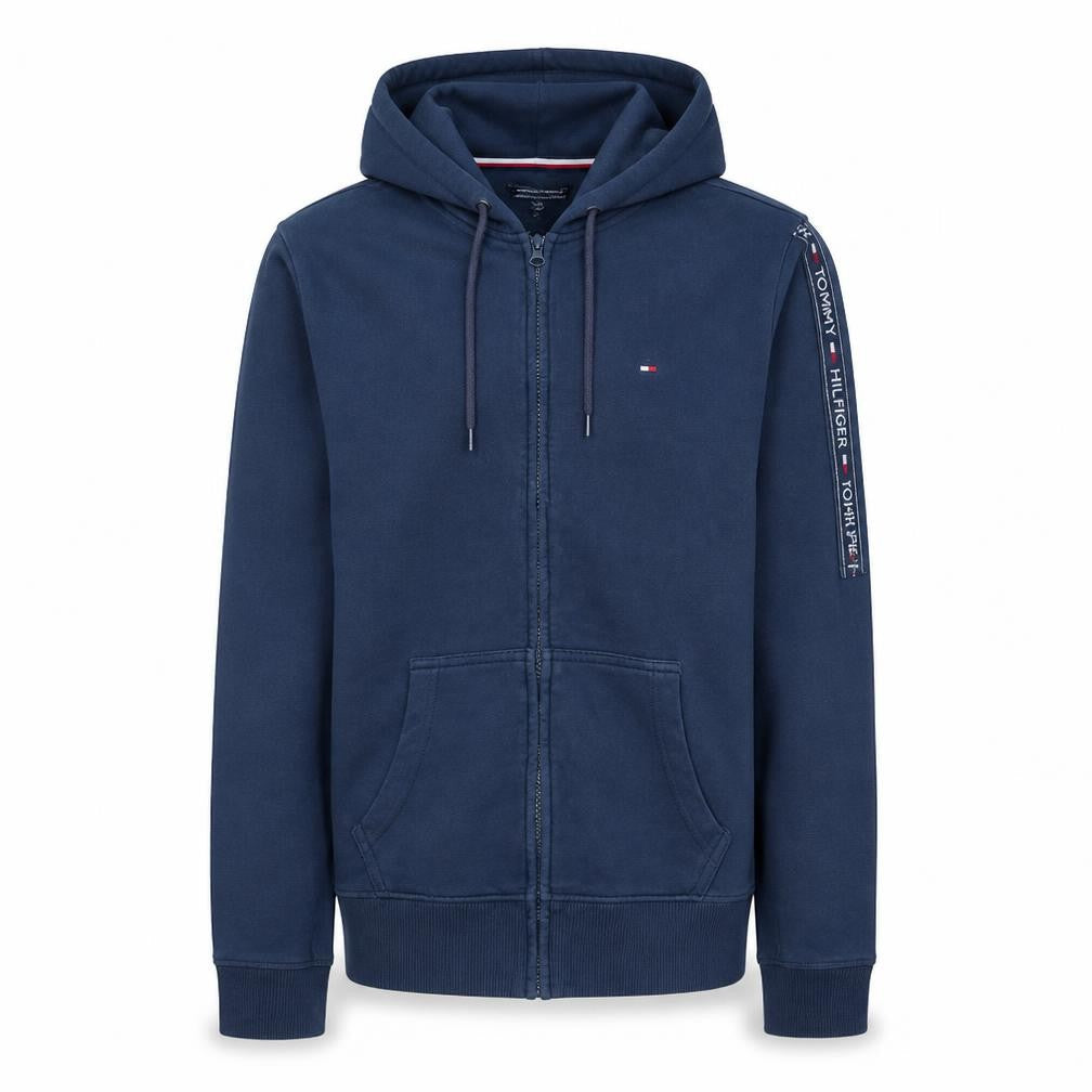 Tommy Hilfiger Men's Blue Full Zip Hoodie Size M Logo Fleece