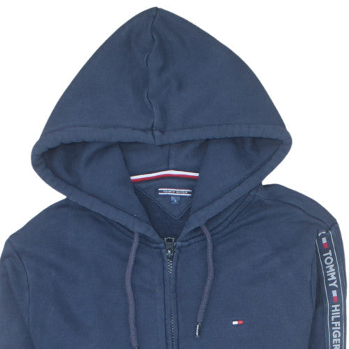 Tommy Hilfiger Men's Blue Full Zip Hoodie Size M Logo Fleece