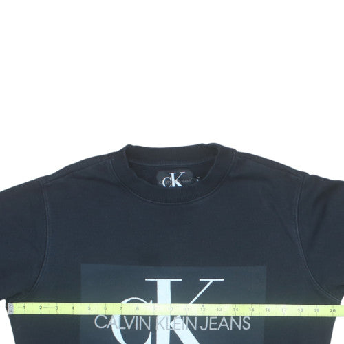 Calvin Klein Jeans Men's Black Small Pullover Sweatshirt Logo Crew Neck