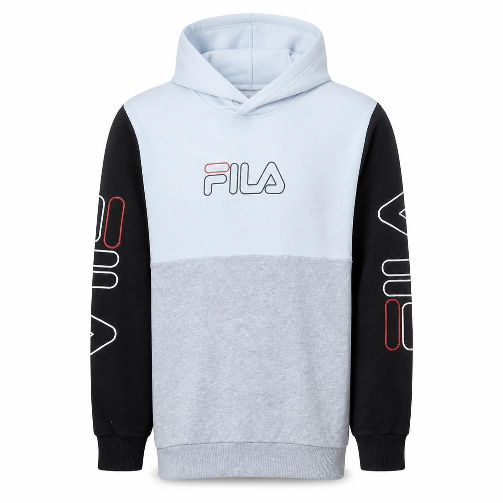 Fila Mens Grey Colour Block Hoodie Small Logo Pullover