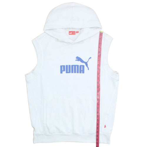 Puma Men’s White Sleeveless Hoodie Vest M Sports Gym Cotton Blend