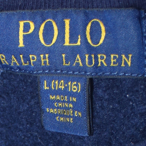 Ralph Lauren Teens Blue Pullover Sweatshirt L Logo Crew Neck