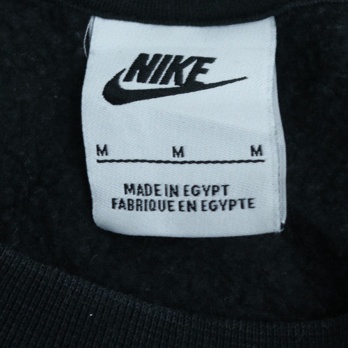 Nike Men's Black Crew Neck Sweatshirt M Cotton Blend Logo Pullover
