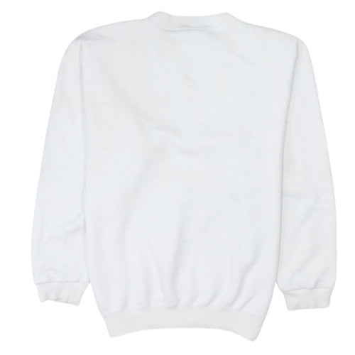 Nike Men's White Embroidered Logo Crew Neck Fleece Sweatshirt M