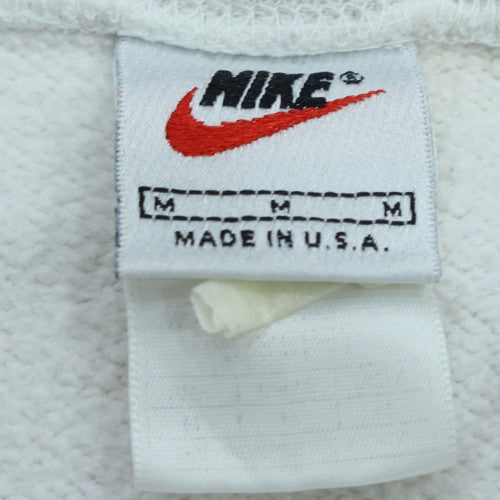 Nike Men's White Embroidered Logo Crew Neck Fleece Sweatshirt M
