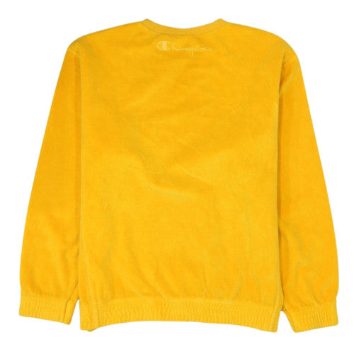 Champion Men Yellow Small Crew Neck Sweatshirt Cotton Blend