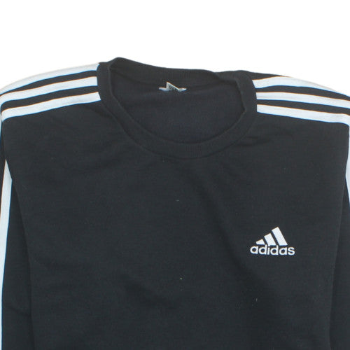 Adidas Mens Black Crew Neck Pullover Sweatshirt Size M