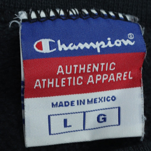Champion Men Black Crew Neck Pullover Sweatshirt L Regular Fit