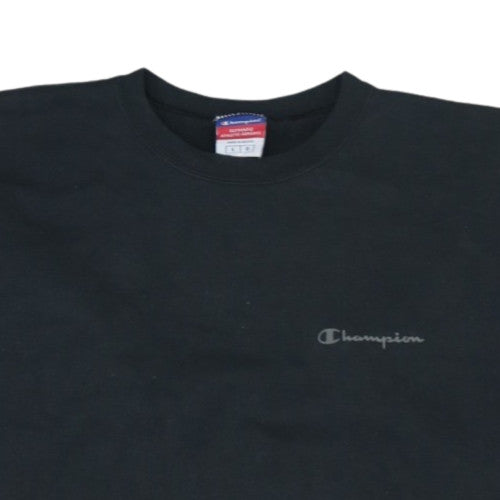 Champion Men Black Crew Neck Pullover Sweatshirt L Regular Fit