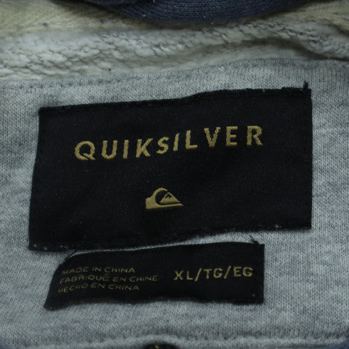 Quiksilver Men's Grey & Blue Pullover Hoodie XL Cotton Blend