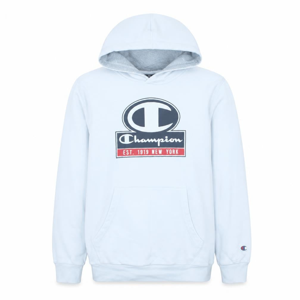 Champion Mens White Pullover Hoodie XL Graphic Print Cotton Blend