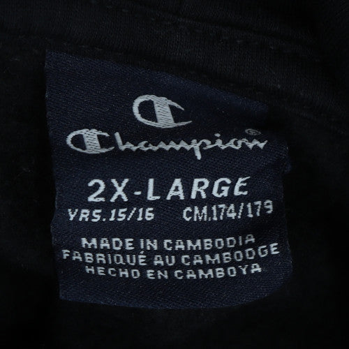 Champion Boys Black 2XL 1/2 Zip Hoodie with Logo Detail