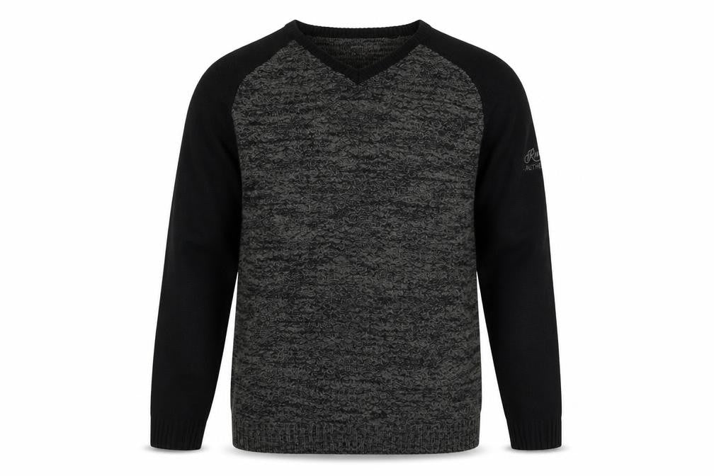 RMS Twenty Six Men's Black Grey V-Neck Pullover Jumper Size L