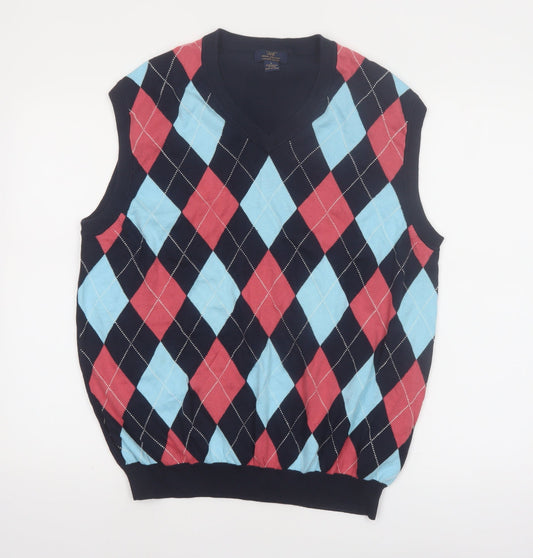 Brooks Brothers Men's Multicoloured Argyle V-Neck Cotton Vest L