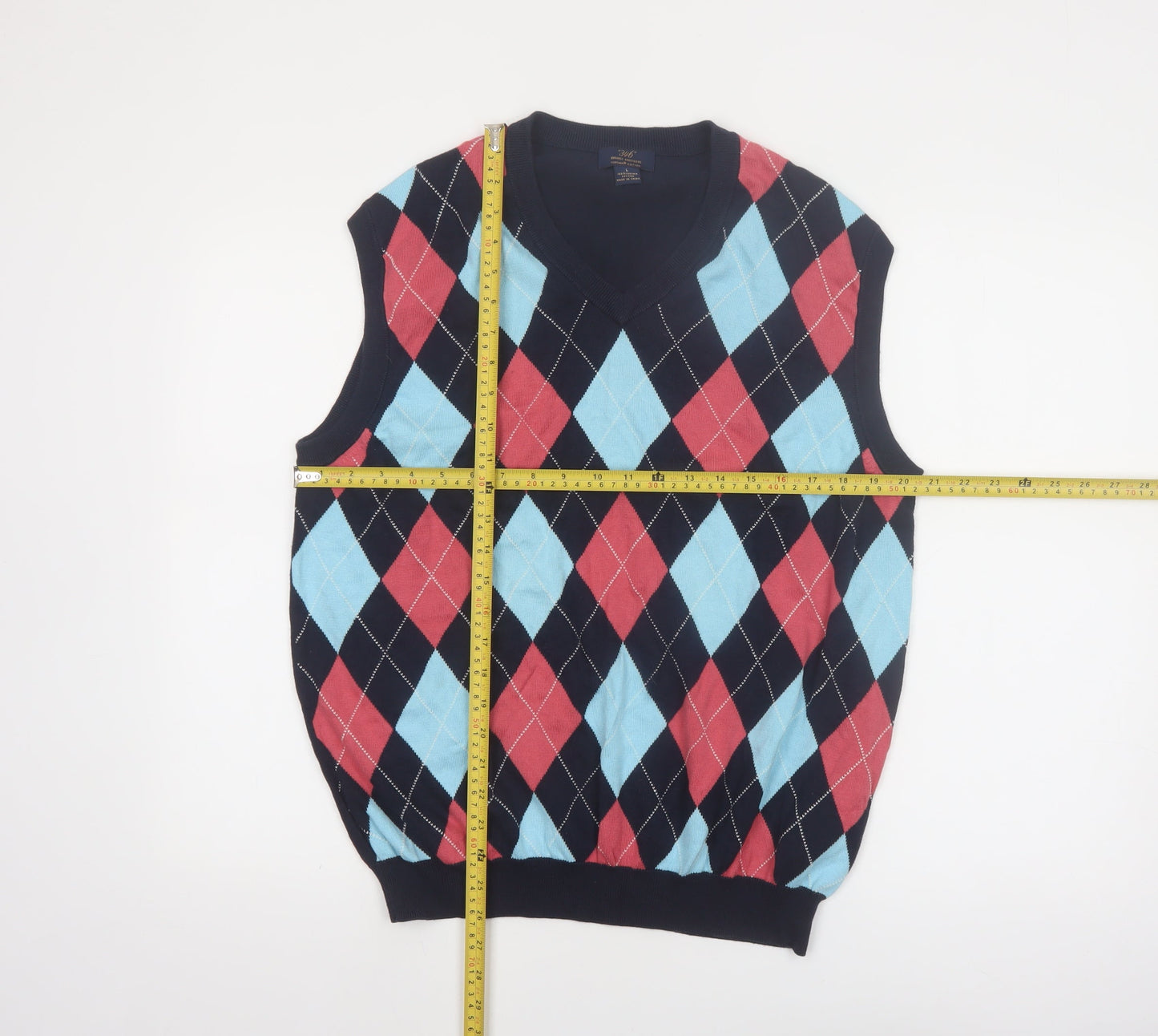 Brooks Brothers Men's Multicoloured Argyle V-Neck Cotton Vest L