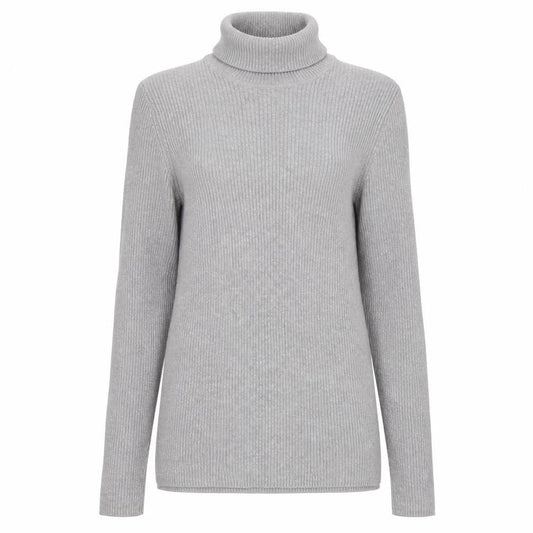 Basic Editions Women Grey Roll Neck Long Sleeve Knit Jumper Size L