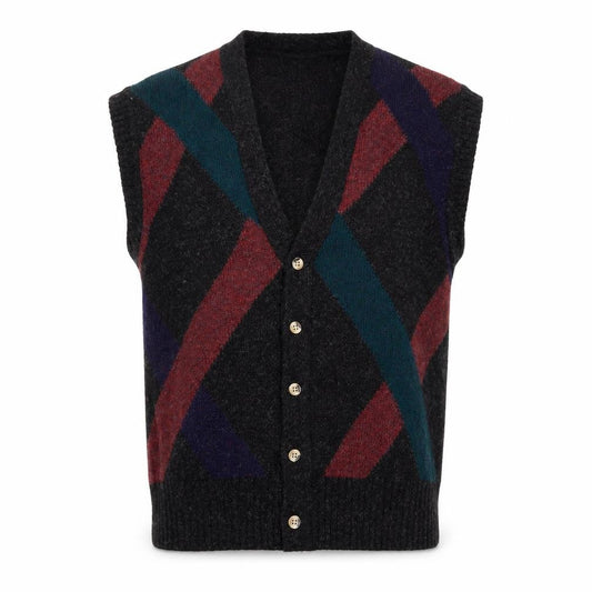 Stanley Blacker Men's Multicoloured Wool Argyle Vest L