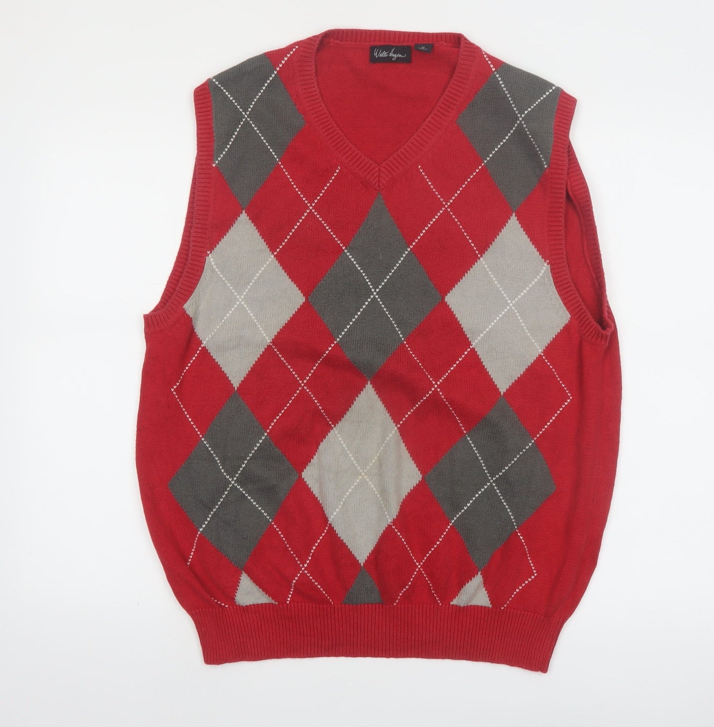 Walter Hagen Men's Red Argyle Cotton Golf Knit Vest M