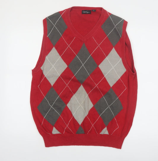 Walter Hagen Men's Red Argyle Cotton Golf Knit Vest M