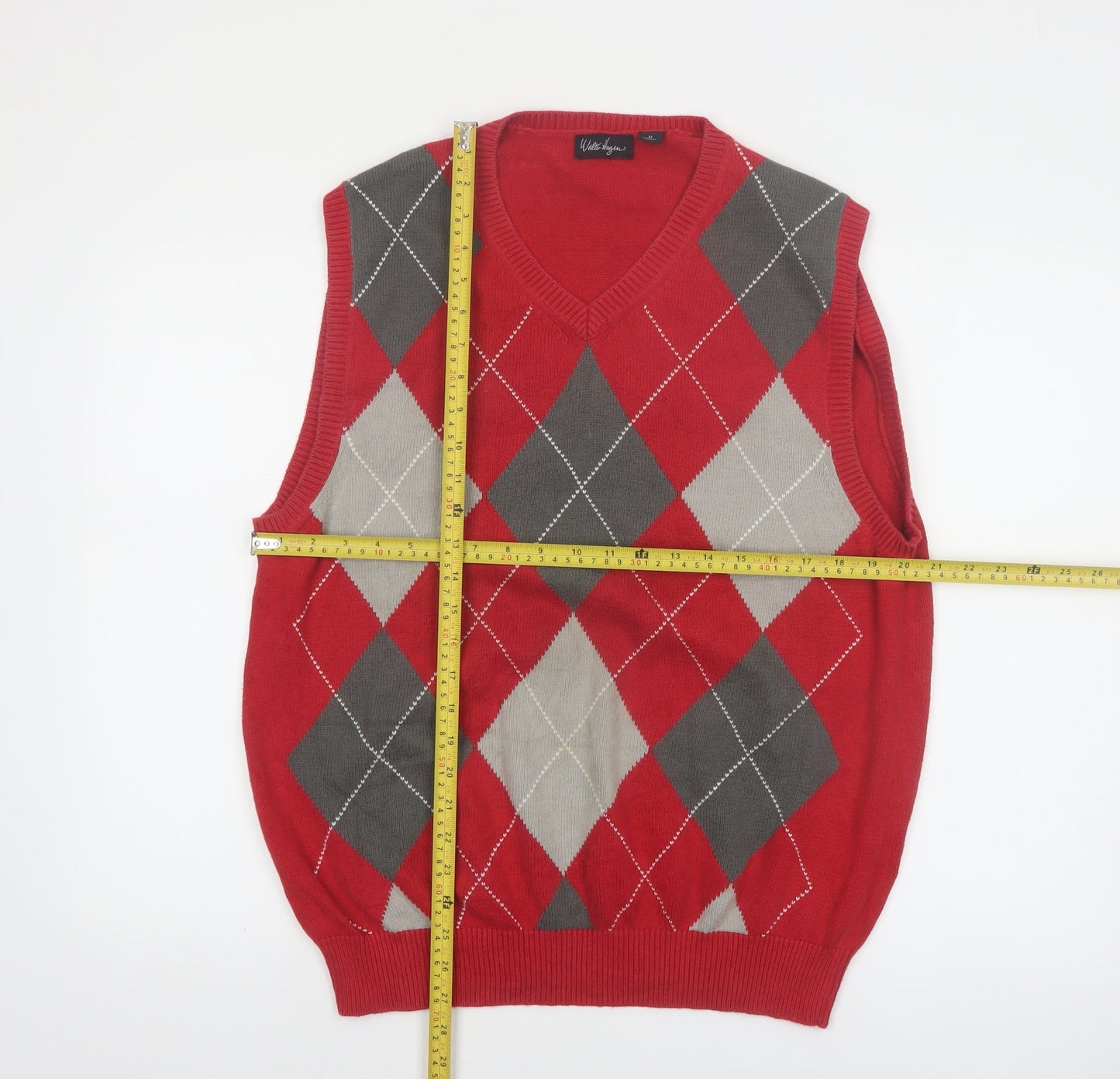 Walter Hagen Men's Red Argyle Cotton Golf Knit Vest M