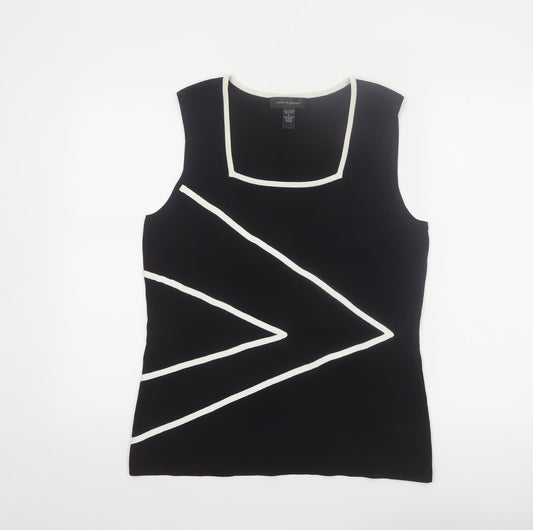 Cable & Gauge Women's Black Geometric Sleeveless Knit Tank Top Size L