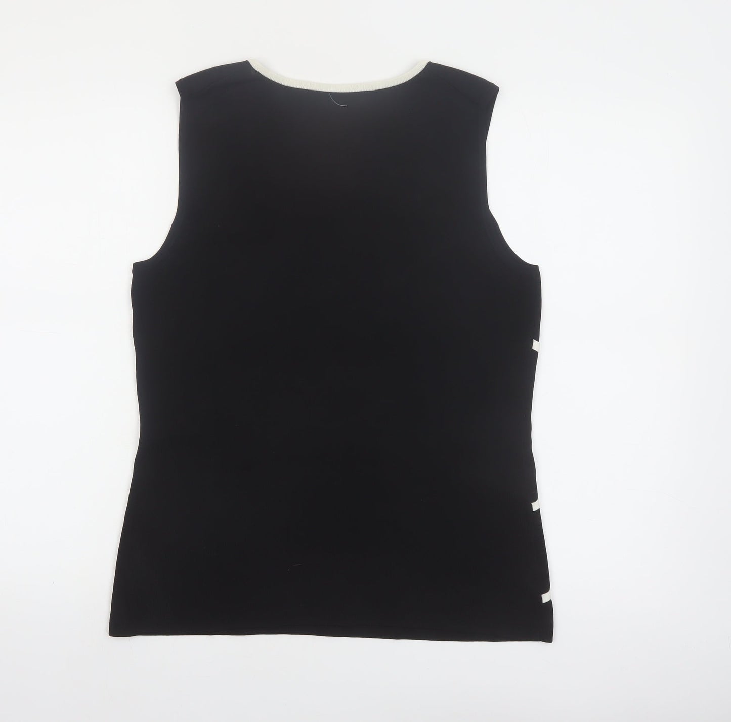 Cable & Gauge Women's Black Geometric Sleeveless Knit Tank Top Size L