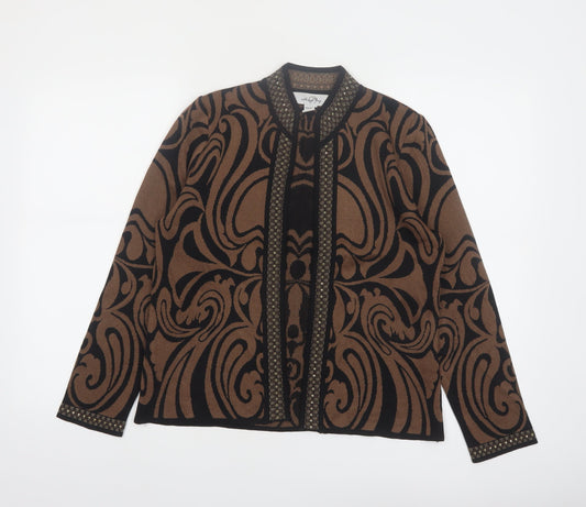 Alicia Wong Women's Brown Beaded Knit Open Cardigan Size S