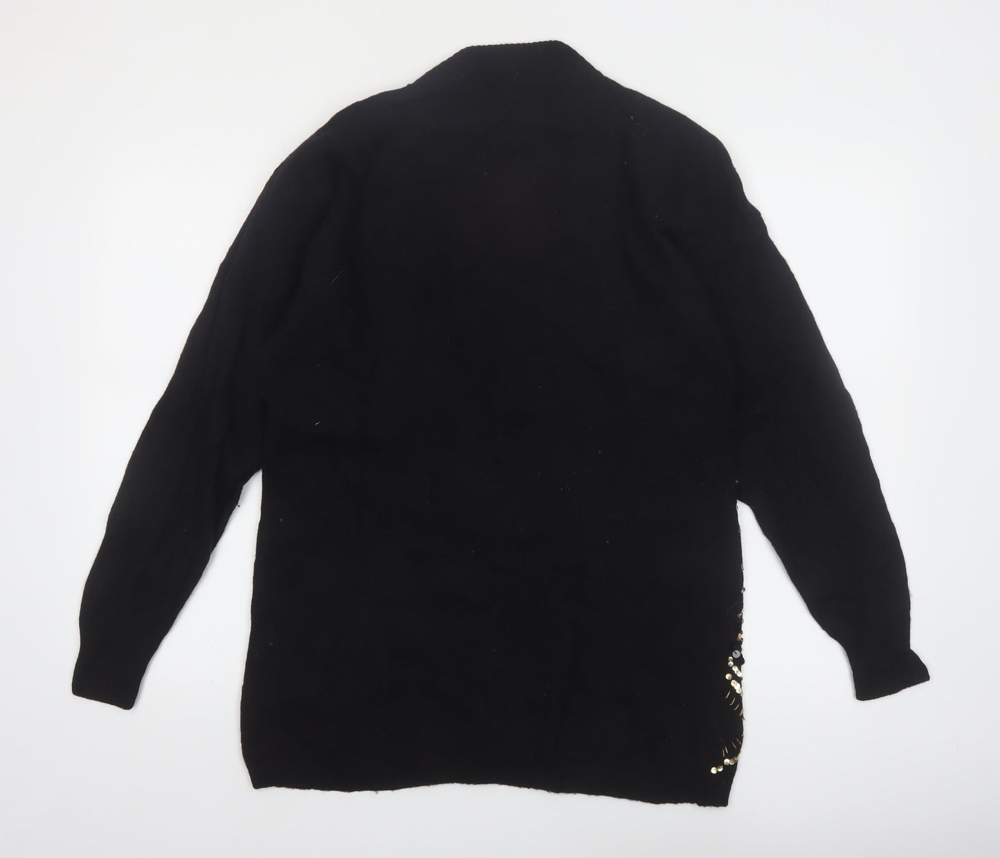 Eugenia by Angenie Womens Black Sequin Wool Blend 80s Jumper M