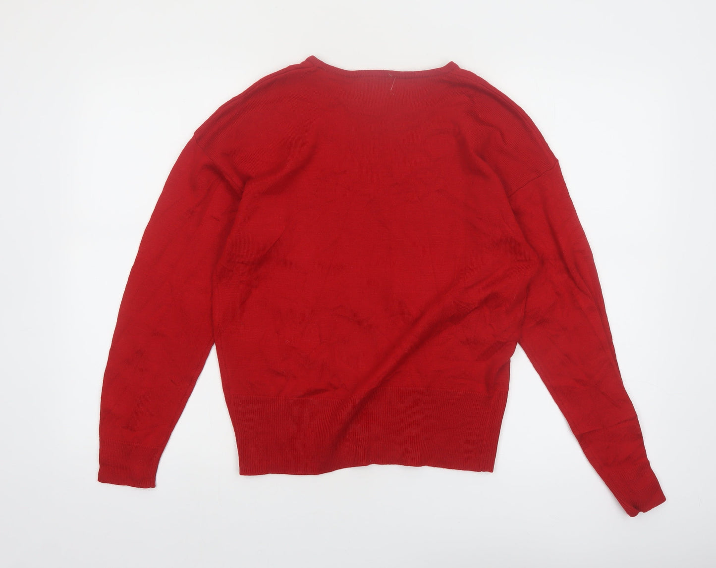 Koret Womens Red Embroidered Christmas Wool Blend Jumper M