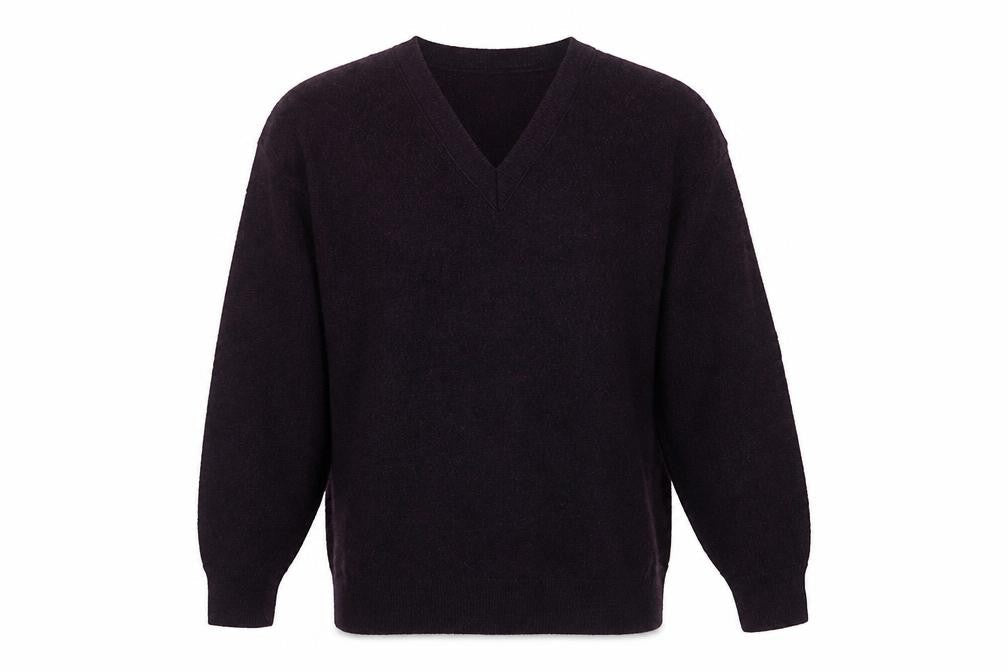 Cooper Monsieur Men's Purple Wool Blend V-Neck Jumper Size M