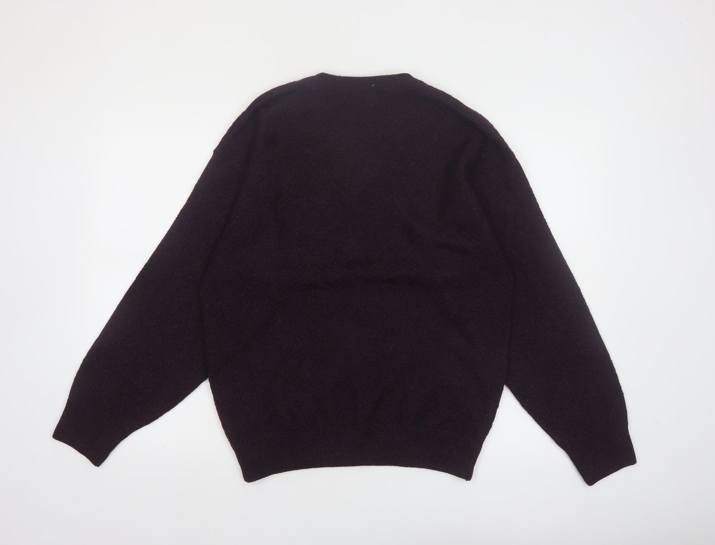 Cooper Monsieur Men's Purple Wool Blend V-Neck Jumper Size M
