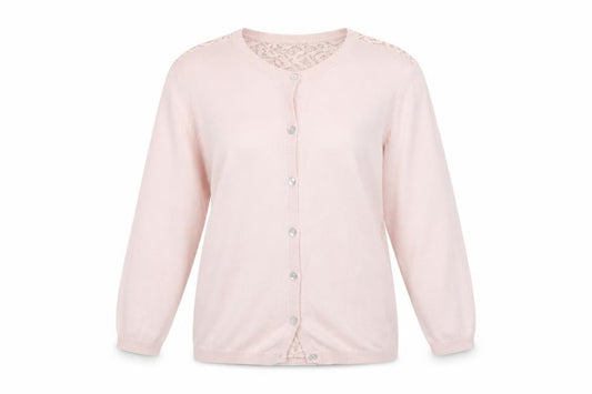 Zara Women Pink Lace Knit Cardigan L Lightweight Classic Style