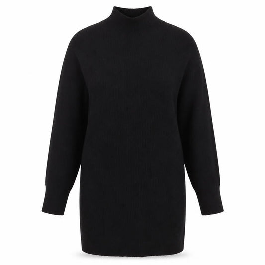 New Look Women’s Black Mock Neck Long Sleeve Knit Tunic Jumper Size S