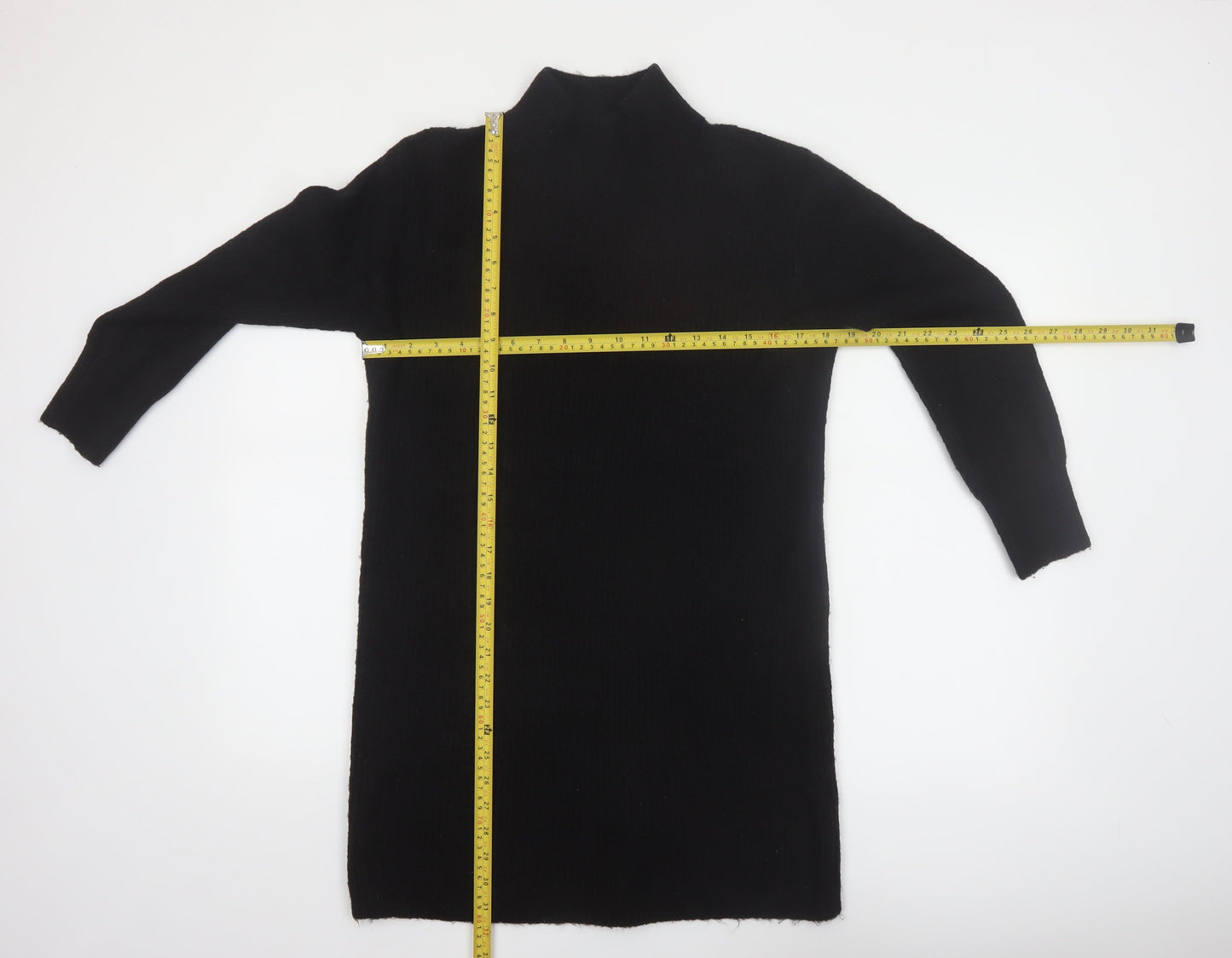 New Look Women’s Black Mock Neck Long Sleeve Knit Tunic Jumper Size S
