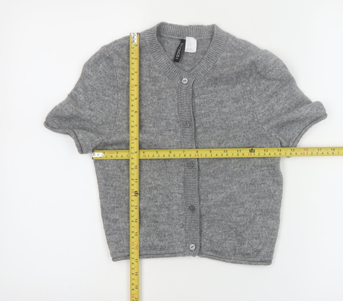 H&M Divided Women's Grey XS Cardigan Short Sleeve Knit Jumper