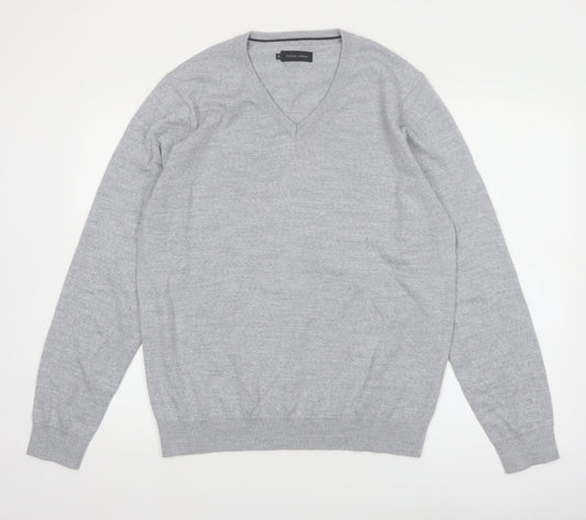 Casual Friday Men’s Grey XL V-Neck Wool Blend Jumper