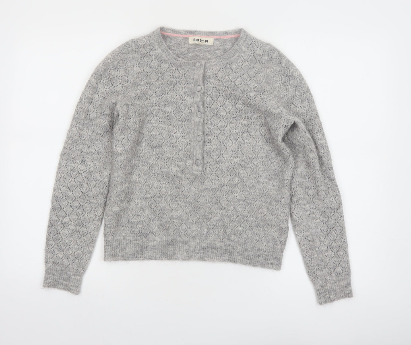Boden Womens Grey Mohair Blend Henley Jumper XS