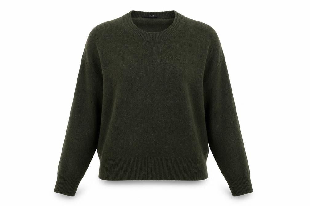 Uniqlo Womens Green XS Crew Neck Wool Blend Pullover Jumper