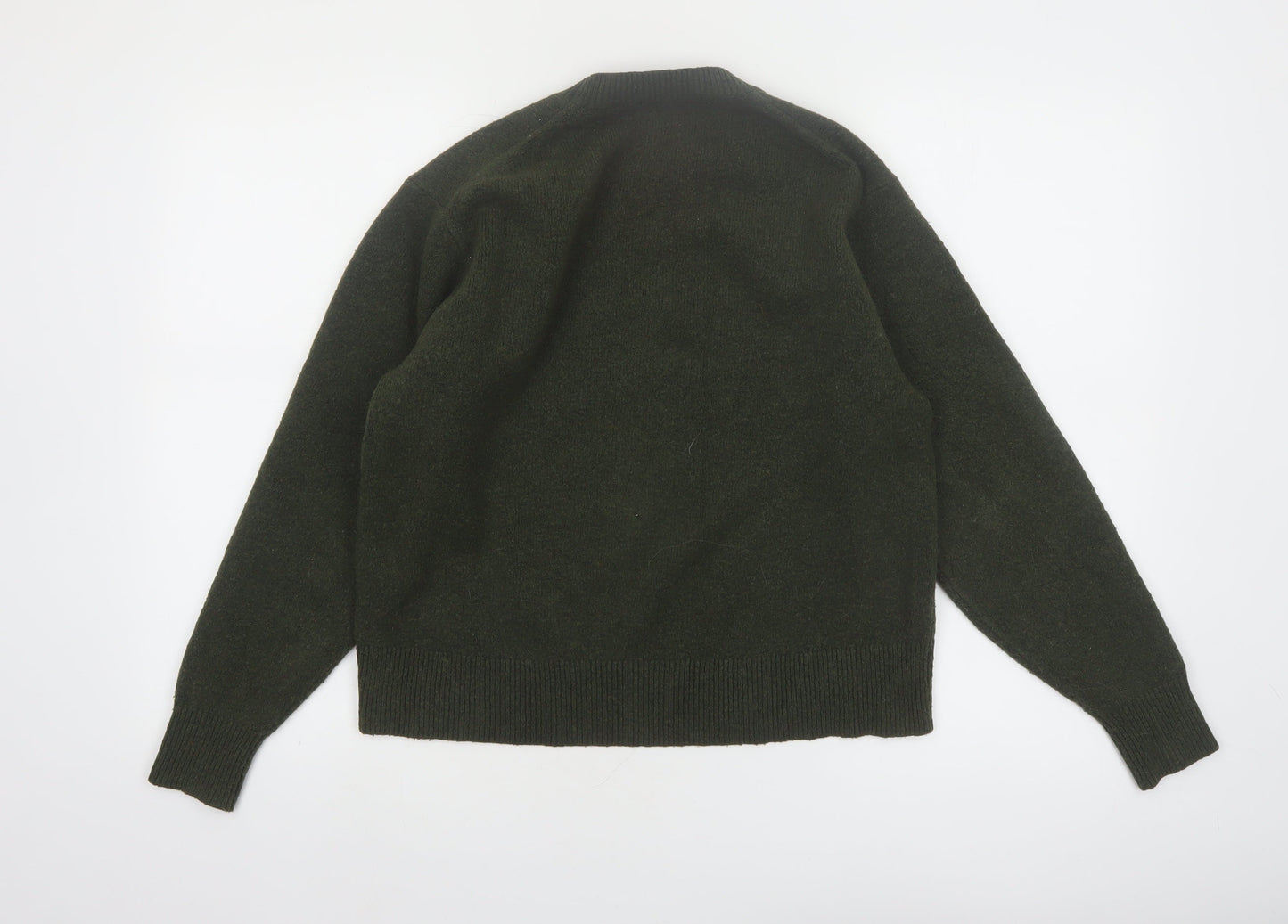 Uniqlo Womens Green XS Crew Neck Wool Blend Pullover Jumper