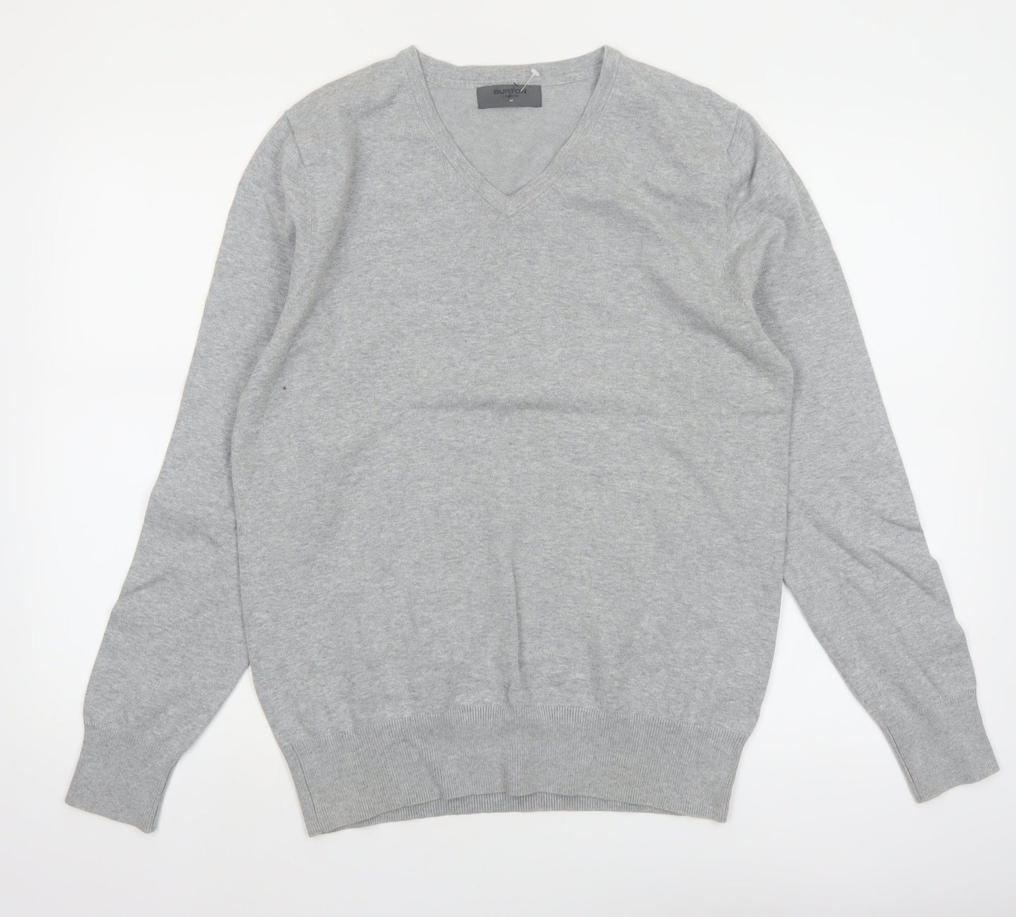Burton Men Grey V-Neck Cotton Nylon Pullover Jumper M