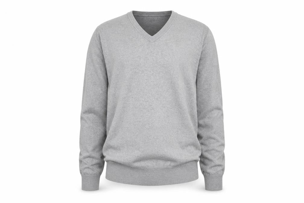 Burton Men Grey V-Neck Cotton Nylon Pullover Jumper M