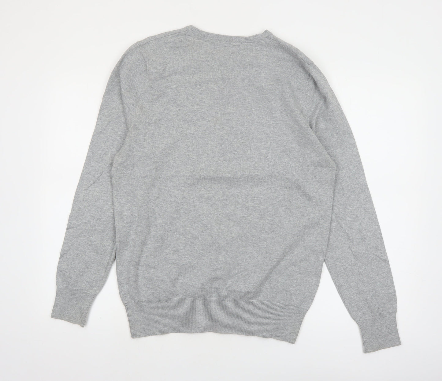 Burton Men Grey V-Neck Cotton Nylon Pullover Jumper M