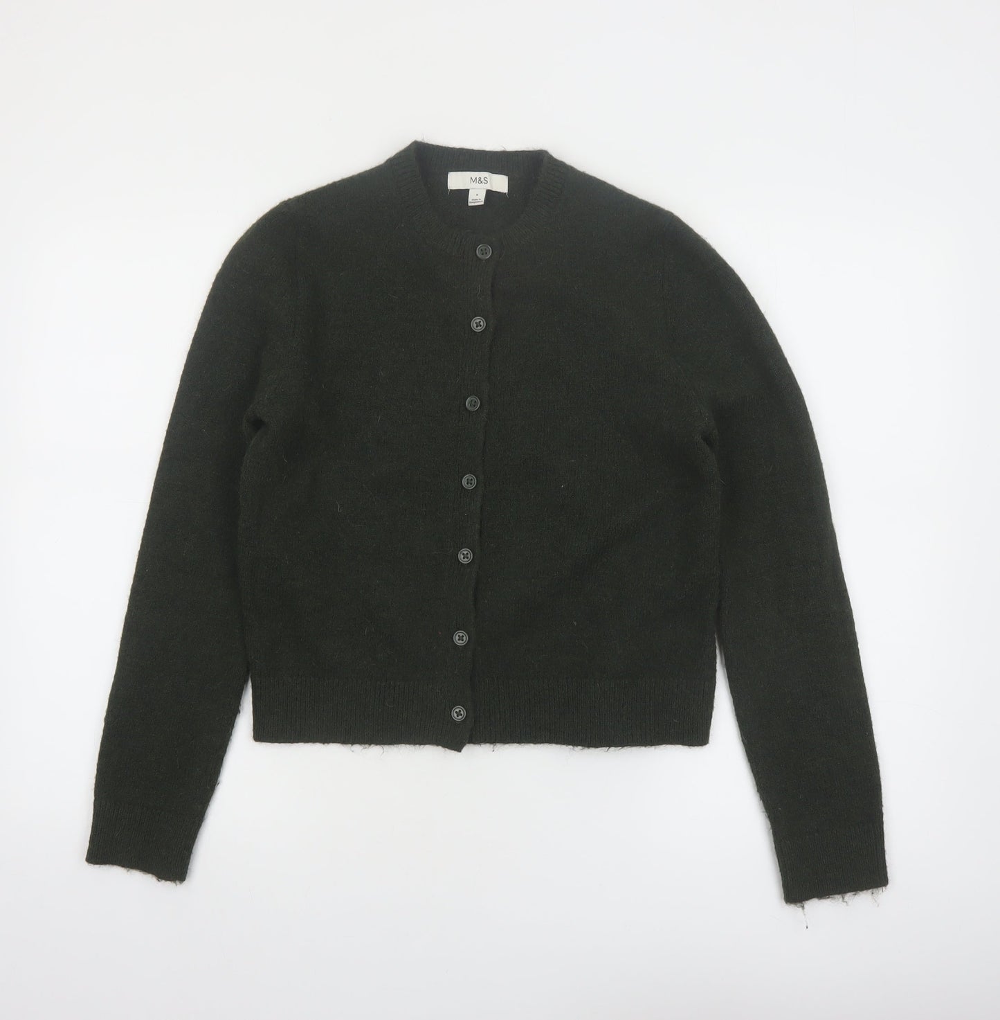 Marks and Spencer Women's Black Cardigan Jumper Small Knit Crew Neck