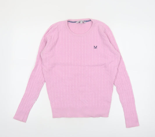 Crew Clothing Co. Women's Pink Cotton Cable Knit Jumper Size 12