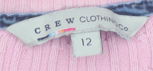 Crew Clothing Co. Women's Pink Cotton Cable Knit Jumper Size 12
