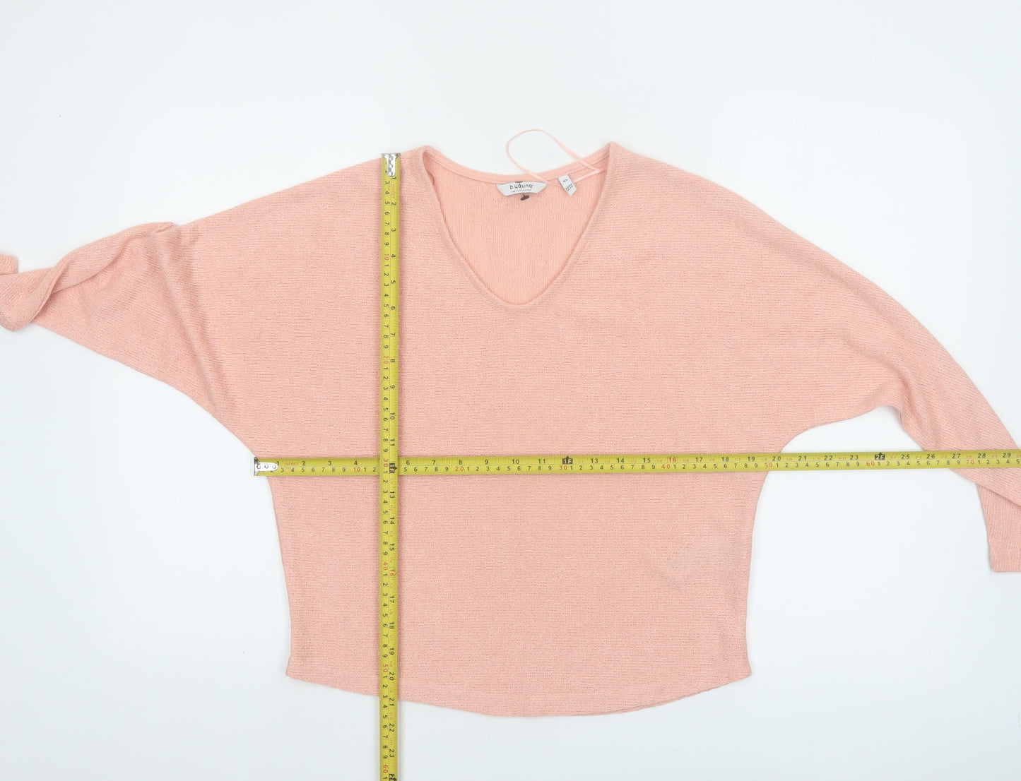 b.young Womens Pink V-Neck Relaxed Knit Jumper XS