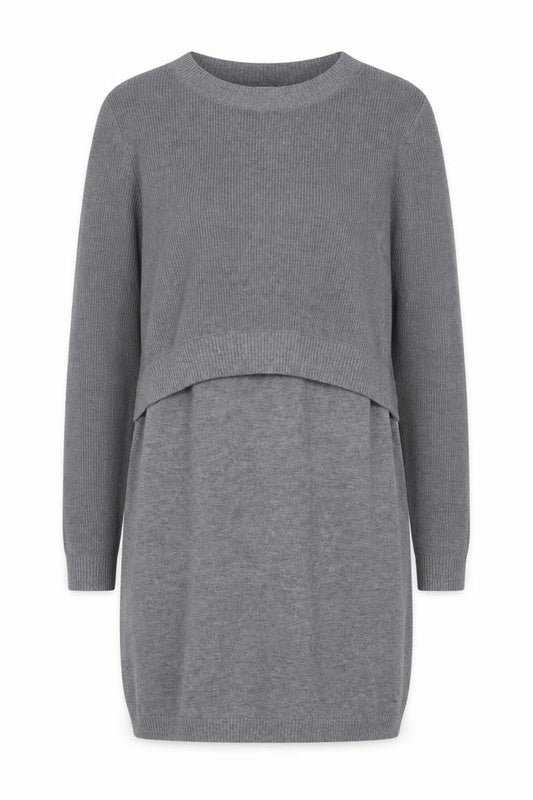 ASOS Women’s Grey Knit Jumper Dress Size 14 Long Sleeve