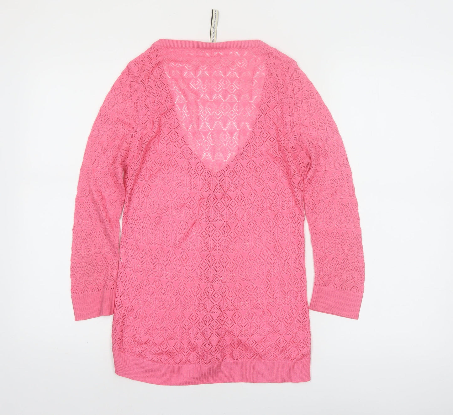 Stradivarius Women’s Pink V-Neck Open Knit Cardigan Size 12