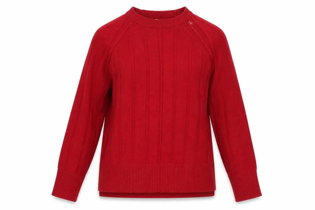 Next Womens Red Ribbed Knit Crew Neck Long Sleeve Pullover Jumper Size 14